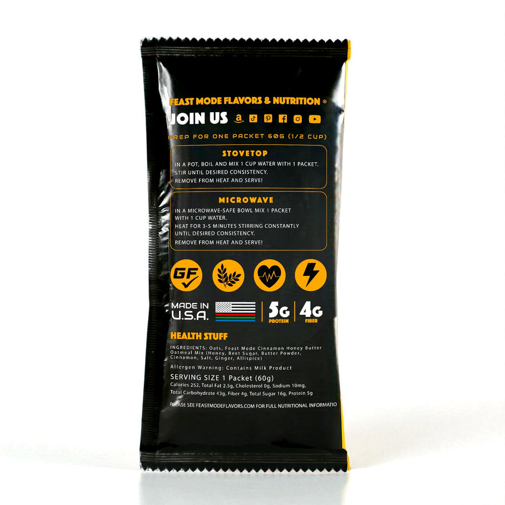 Feast Mode Flavors - Cinnamon Honey Butter - Energized Oatmeal Sample Pack